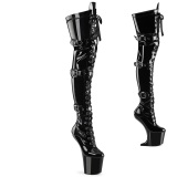 Verni 20 cm CRAZE-3028 Heelless overknee bottes pony talons noires