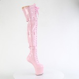 Verni 20 cm CRAZE-3028 Heelless overknee bottes pony talons rose