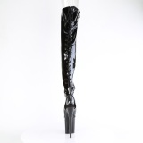 Verni 20 cm FLAMINGO-3017 bottes cuissardes à lacets noirs