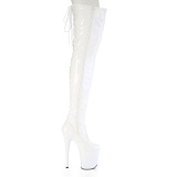 Verni 20 cm FLAMINGO-3850 bottes cuissardes  lacets blanc