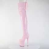 Verni 20 cm FLAMINGO-3850 bottes cuissardes  lacets roses