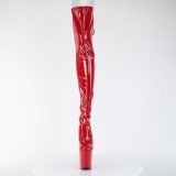 Verni 20 cm FLAMINGO-3850 bottes cuissardes  lacets rouge