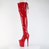 Verni 20 cm FLAMINGO-3850 bottes cuissardes  lacets rouge