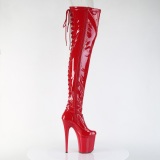 Verni 20 cm FLAMINGO-3850 bottes cuissardes  lacets rouge