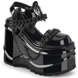 Verni Noir 15 cm Demonia WAVE-20 lolita sandale talon compens plateforme