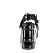 Verni Noir 15 cm DemoniaCult WAVE-20 lolita sandale talon compens plateforme