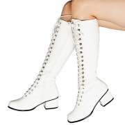 Verni bottes hautes  lacets blanches - annes 70 en - hippie disco gogo botte