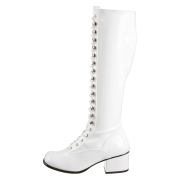 Verni bottes hautes  lacets blanches - annes 70 en - hippie disco gogo botte