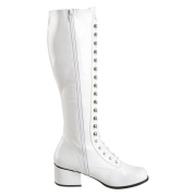 Verni bottes hautes  lacets blanches - annes 70 en - hippie disco gogo botte