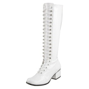 Verni bottes hautes  lacets blanches - annes 70 en - hippie disco gogo botte