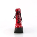 Verni emo 13 cm DYNAMITE-106 bottine plateforme compense rouge