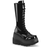 Vernis 11,5 cm SHAKER-72 gothique bottes  lacets femme plateforme noir