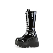 Vernis 11,5 cm SHAKER-72 gothique bottes  lacets femme plateforme noir