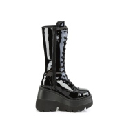 Vernis 11,5 cm SHAKER-72 gothique bottes  lacets femme plateforme noir