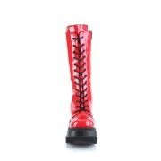 Vernis 11,5 cm SHAKER-72 gothique bottes à lacets femme plateforme rouge