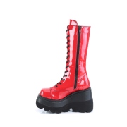 Vernis 11,5 cm SHAKER-72 gothique bottes  lacets femme plateforme rouge