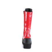 Vernis 11,5 cm SHAKER-72 gothique bottes  lacets femme plateforme rouge