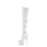 Vernis 15 cm DELIGHT-3018 bottes cuissardes femme talons hauts avec boucles blanc