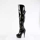 Vernis 15 cm DELIGHT-3018 bottes cuissardes femme talons hauts avec boucles noires