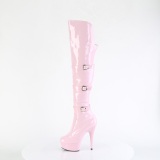 Vernis 15 cm DELIGHT-3018 bottes cuissardes femme talons hauts avec boucles rose