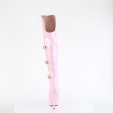 Vernis 15 cm DELIGHT-3018 bottes cuissardes femme talons hauts avec boucles rose