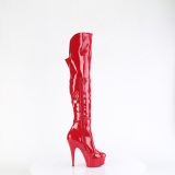 Vernis 15 cm DELIGHT-3018 bottes cuissardes femme talons hauts avec boucles rouges