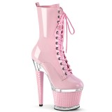 Vernis 18 cm SPECTATOR-1040 bottines plateforme  lacets en rose