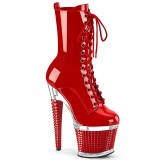 Vernis 18 cm SPECTATOR-1040 bottines plateforme  lacets en rouge