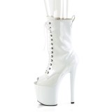 Vernis 19 cm ENCHANT-1041 bottines  talons bout ouvert blanc