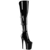 Vernis 20 cm FLAMINGO-3018 bottes cuissardes femme talons hauts avec boucles noires