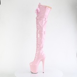 Vernis 20 cm FLAMINGO-3028 bottes cuissardes femme talons hauts avec boucles rose