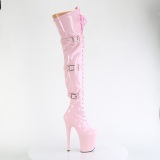 Vernis 20 cm FLAMINGO-3028 bottes cuissardes femme talons hauts avec boucles rose