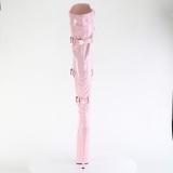 Vernis 23 cm INFINITY-3028 bottes cuissardes femme talons hauts avec boucles rose