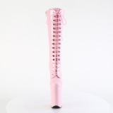 Vernis 23 cm poledance bottes à lacets femme plateforme rose