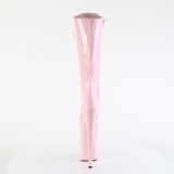 Vernis 23 cm poledance bottes  lacets femme plateforme rose