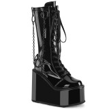 Vernis noires 14 cm SWING-150 bottes cyberpunk plateforme