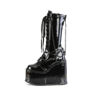 Vernis noires 14 cm SWING-150 bottes cyberpunk plateforme