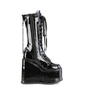 Vernis noires 14 cm SWING-150 bottes cyberpunk plateforme