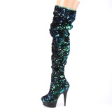 Vert Paillettes 15 cm DELIGHT-3004 bottes cuissardes pleaser