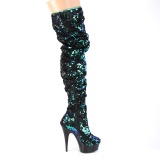 Vert Paillettes 15 cm DELIGHT-3004 bottes cuissardes pleaser