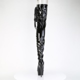 Vinyle crotch 15 cm DELIGHT-4050 Noires bottes cuissardes plateforme femme
