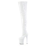 Vinyle crotch 20 cm FLAMINGO-4000 Blanc bottes cuissardes plateforme femme