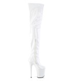 Vinyle crotch 20 cm FLAMINGO-4000 Blanc bottes cuissardes plateforme femme