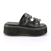 Vinyle mules 5 cm DEMONIA EMILY-100 mules plateforme gothic ailes de chauve-souris