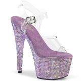 Violet 18 cm BEJEWELED-708RRS chaussure talon haut pole dance strass plateforme